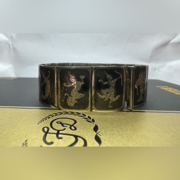 Vintage Siam Sterling Silver Niello Panel Bracelet - Picture 8 of 8